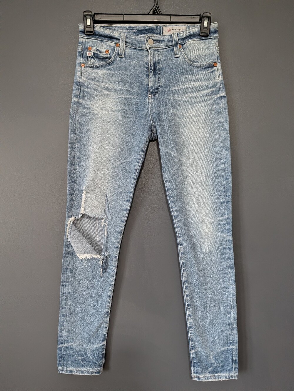 Adriano Goldschmied AG Women's Skinny Ankle Lightwash Distressed Ripped Jeans